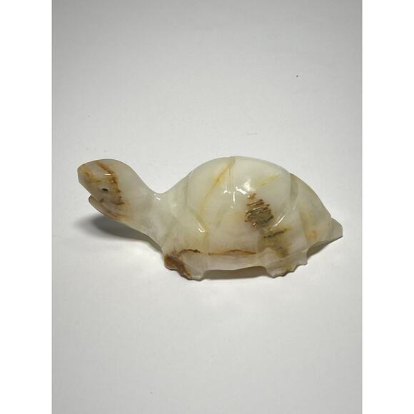 Vintage Hand Carved Marble Alabaster Turtle Figurine Paperweight Collectible - Picture 1 of 11